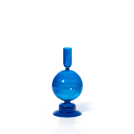 Colored Glass Candle Holder - Egyptian Blue