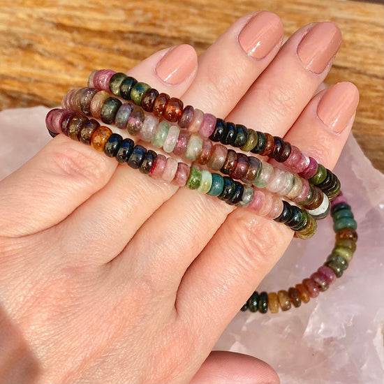 Rainbow Tourmaline Crystal Energy Bracelets