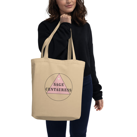 Organic Cotton Tote Bag - Oyster + Pink Logo